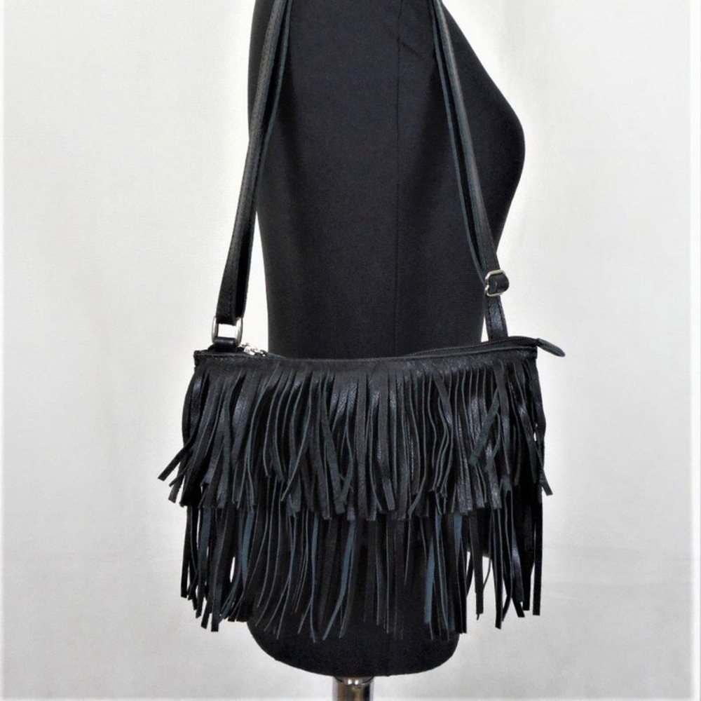 💋Edit Hammitt fringed crossbody black leather bag